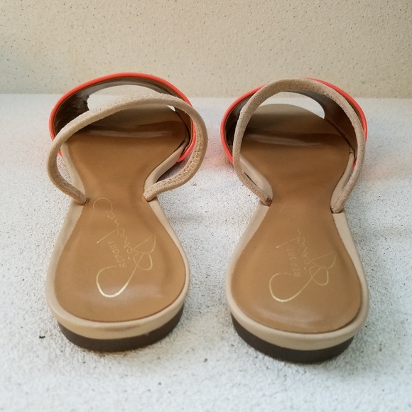 REPORT SIGNATURE Shiny Coral and Tan Strap Sandals - Picture 6 of 7